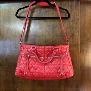 Betsey Johnson Red Heart Shape Quilted Bag with Gold hardware